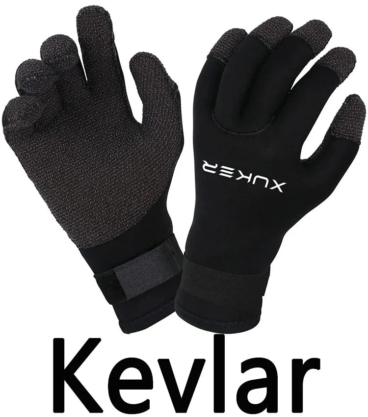 3 mm Neoprene Diving Gloves with Kevlar and Rubber Palm Grip