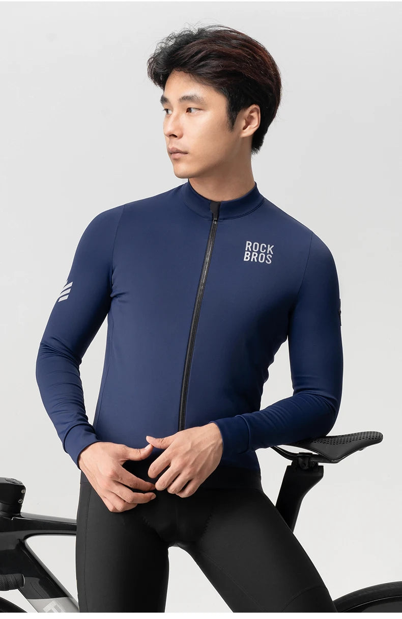 Men’s Thermal Cycling Jersey Windproof Fleece for Cold Weather Riding
