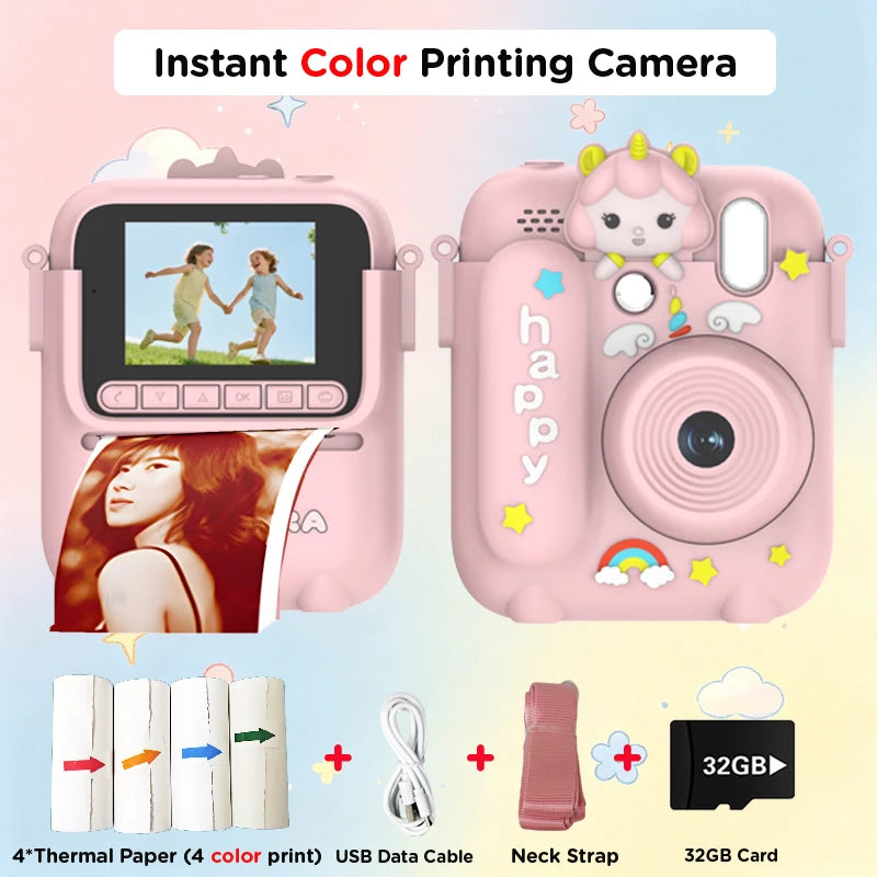 Kids Instant Color Printing Camera 32GB 1080P