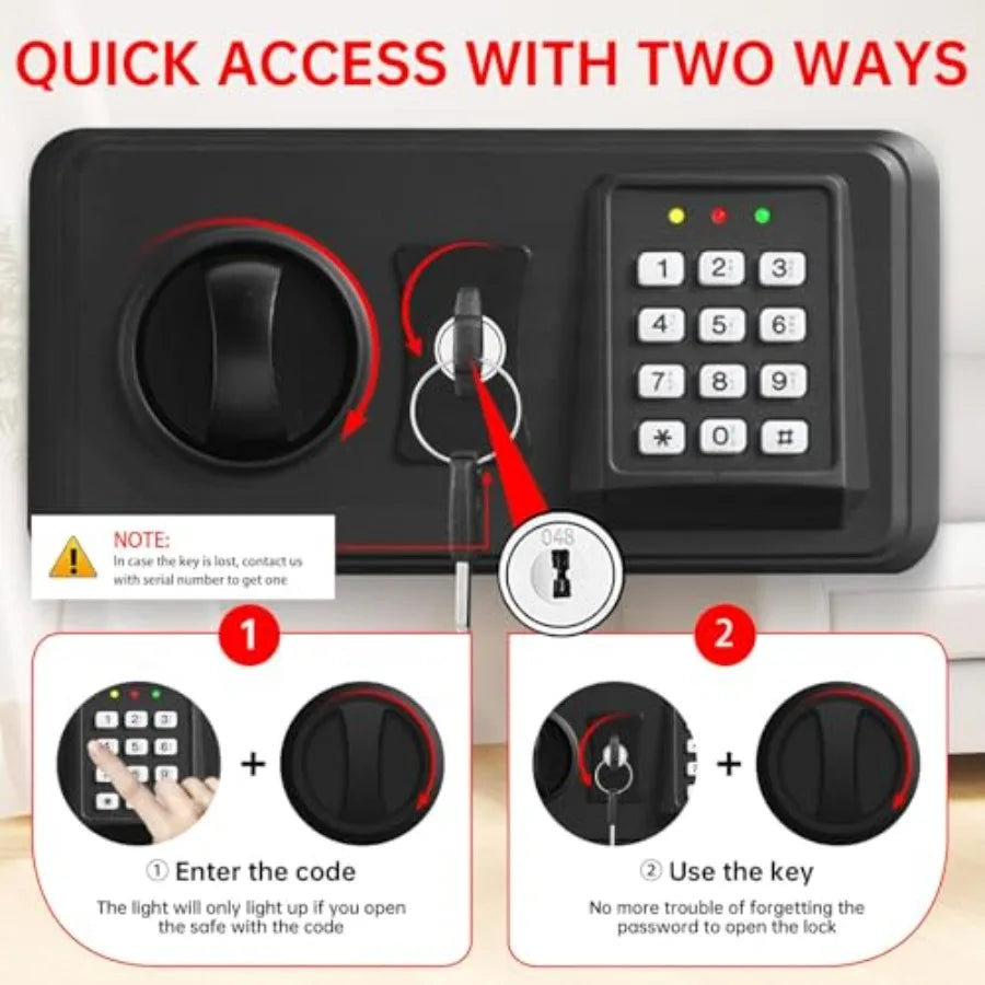 Fireproof Waterproof Home Safe with Keypad and Spare Keys