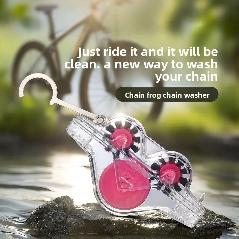 Transparent Bicycle Chain Cleaner with Pink Brushes
