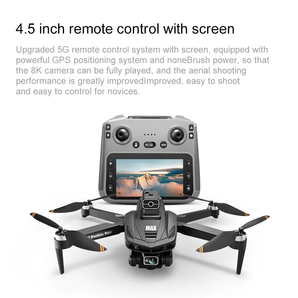 Dronă GPS 5G WiFi FPV cu ecran LCD HD, două camere, evitare obstacole, fără perii, pliabilă