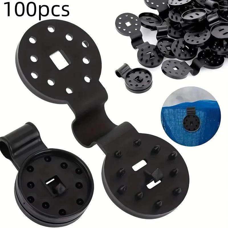 100 sorte PP-clips til skyggenet og have-net