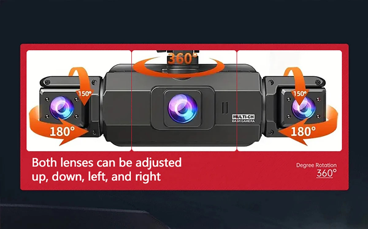 4-linse 360° dashcam med natvision og 24-timers parkeringsovervågning