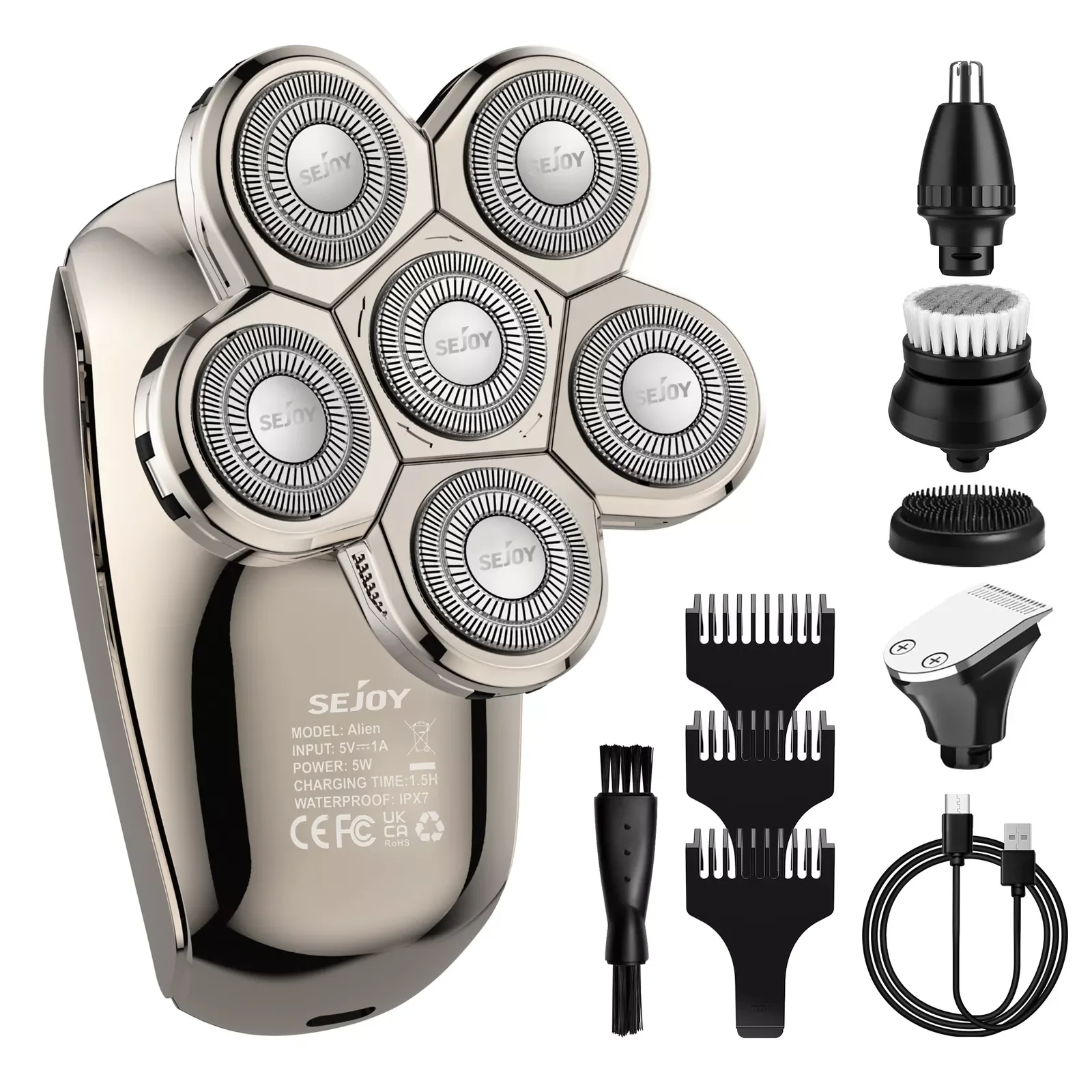 Electric Shaver for Men 5‑in‑1 Grooming Kit