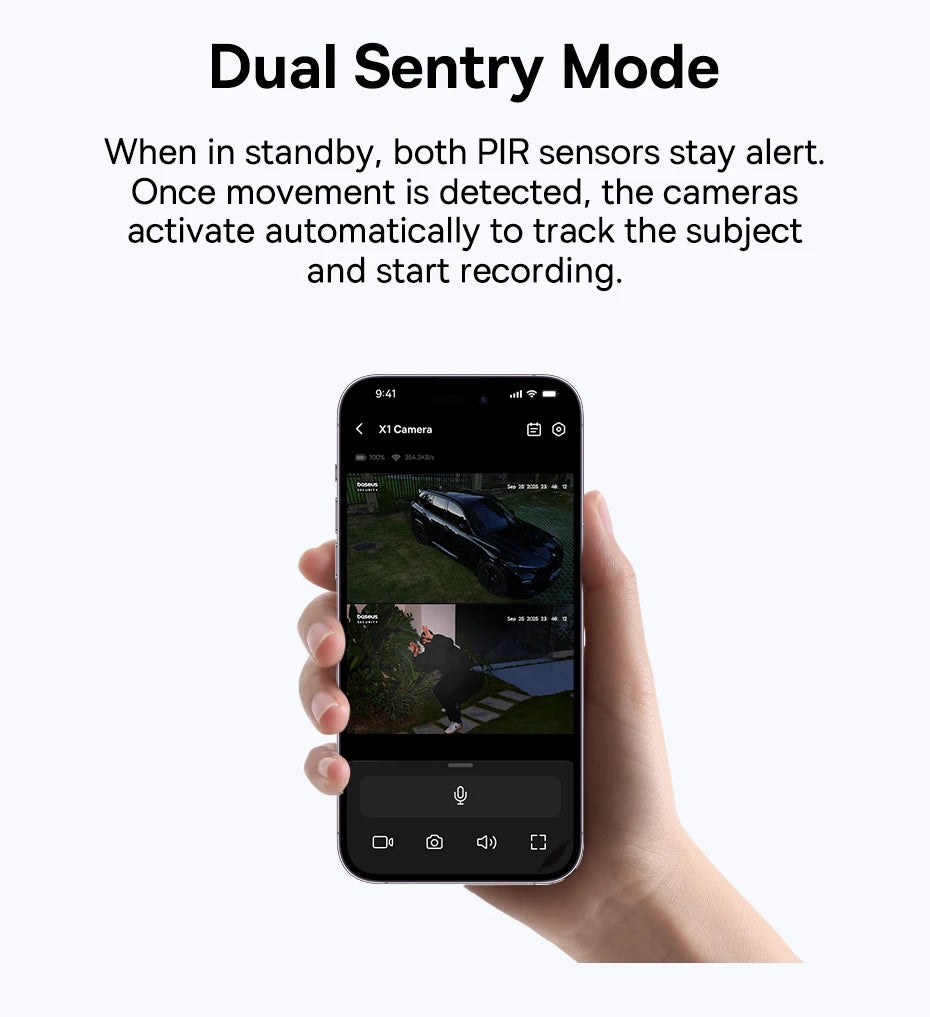 Cameră de securitate exterioară Dual Lens 3K cu alimentare solară și urmărire AI