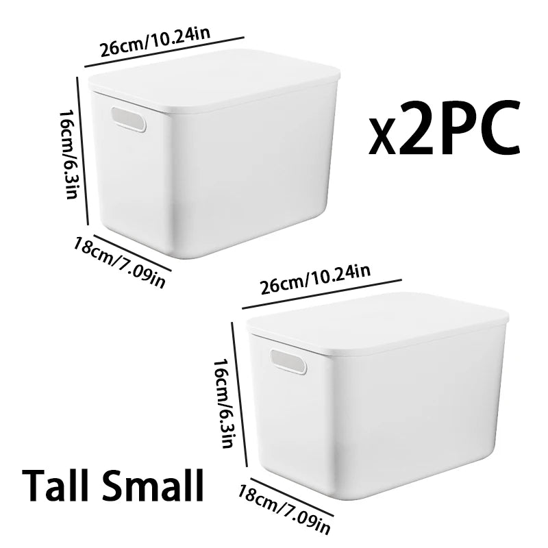 White Storage Boxes with Lids and Handles, Size Options