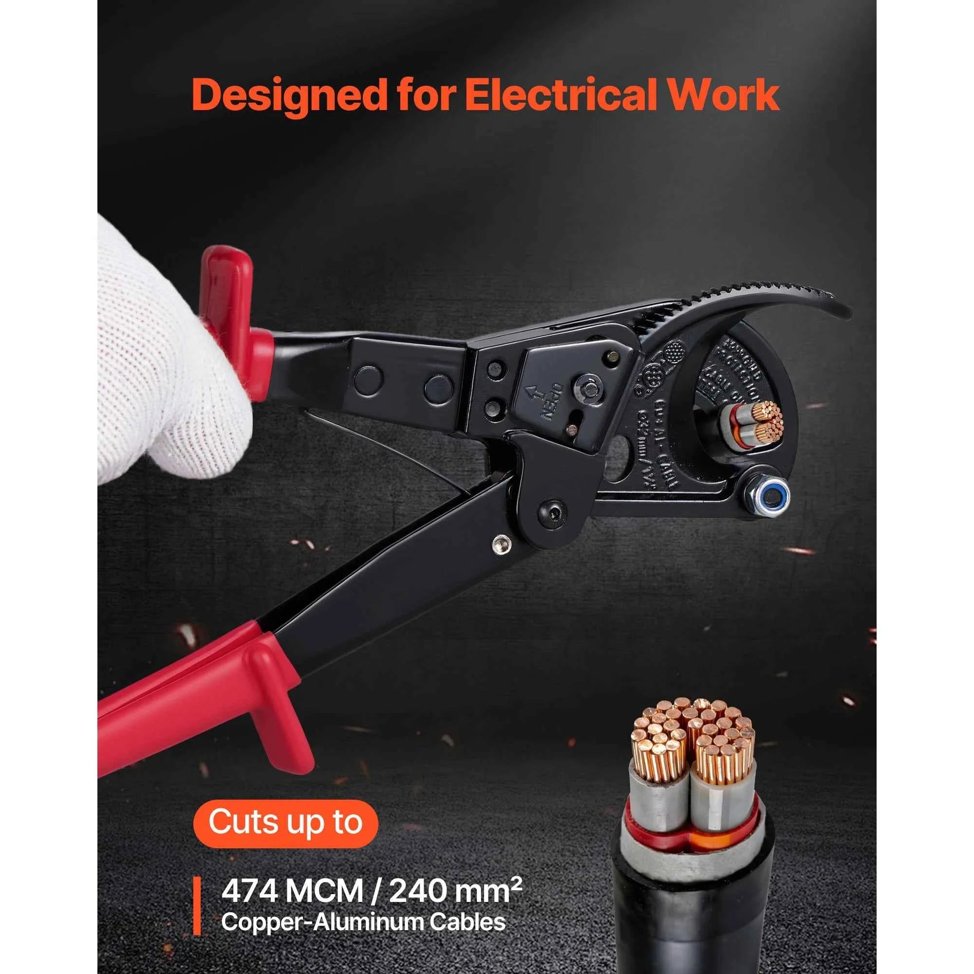 Ratcheting Cable Cutter with PVC-Coated Handles