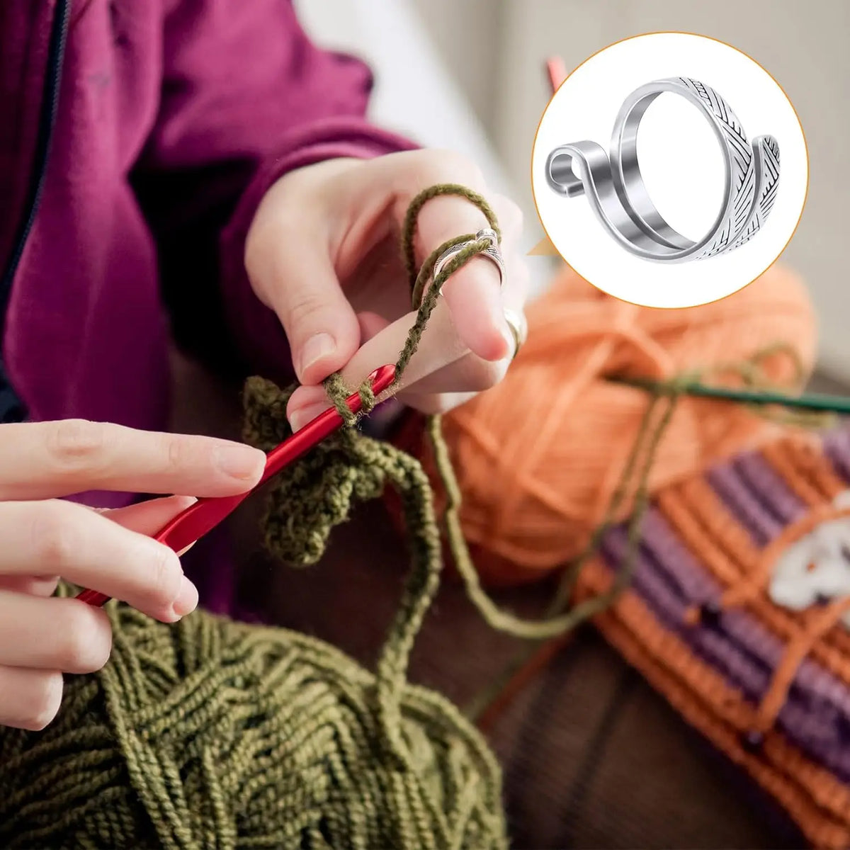 Adjustable Crochet Yarn Guide Rings — 2 Pieces