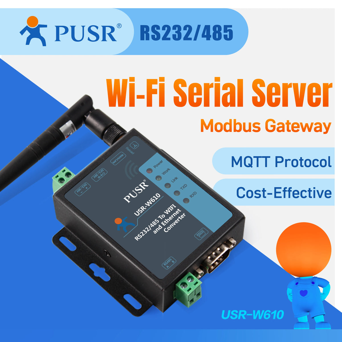 USR-W610 Serial-to-Wi-Fi and Ethernet Converter