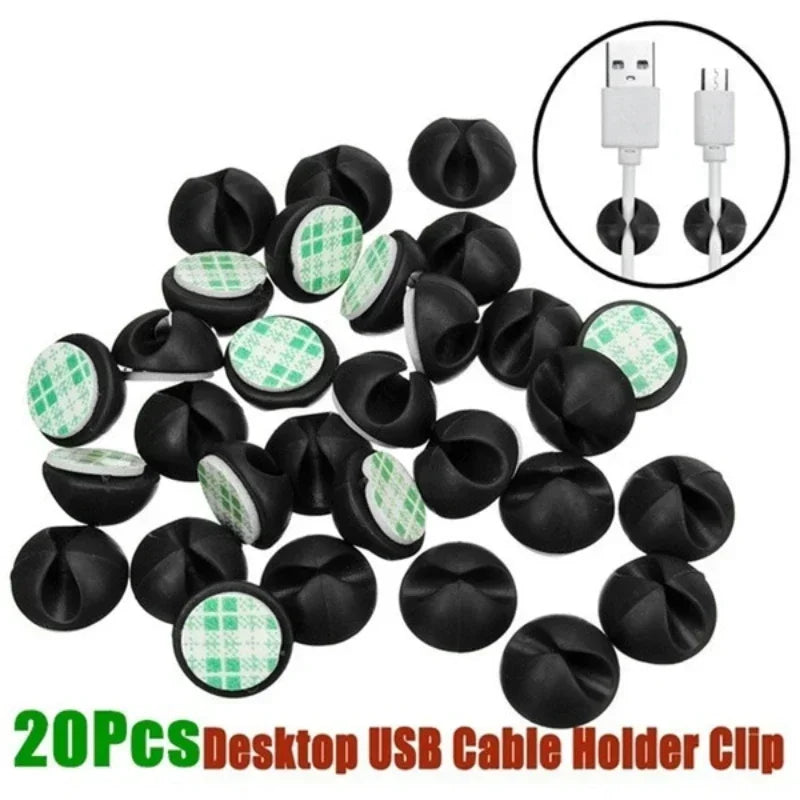 10/20Pcs Cable Clips Winder Silicone Cable Organizer Desktop Wire Storage Charger Cord Holder for Car USB Charging Tablet Wire