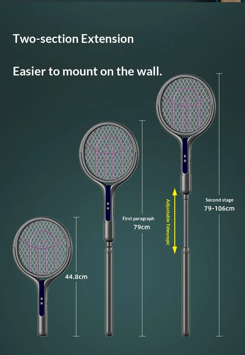 Rotating Head Rechargeable Electric Bug Zapper Racket