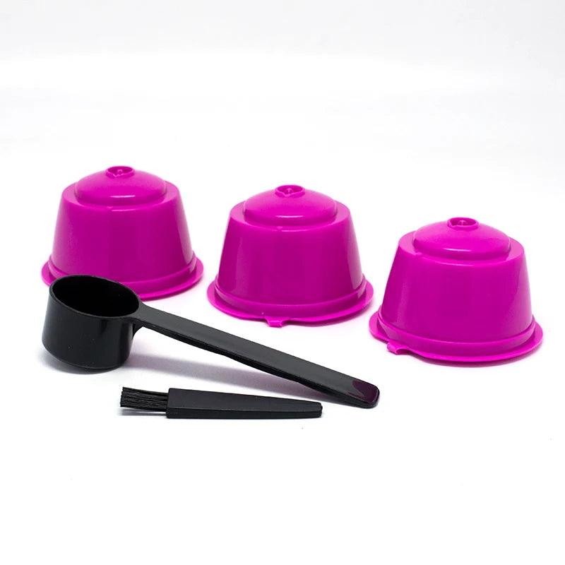 3Pcs Fit For Dolce Gusto Coffee Filter Cup Reusable Coffee Capsule Filters With Spoon Brush