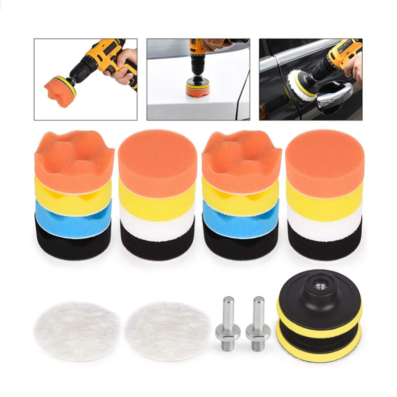 22-Piece 3 Inch Car Polishing Sponge Pads Kit