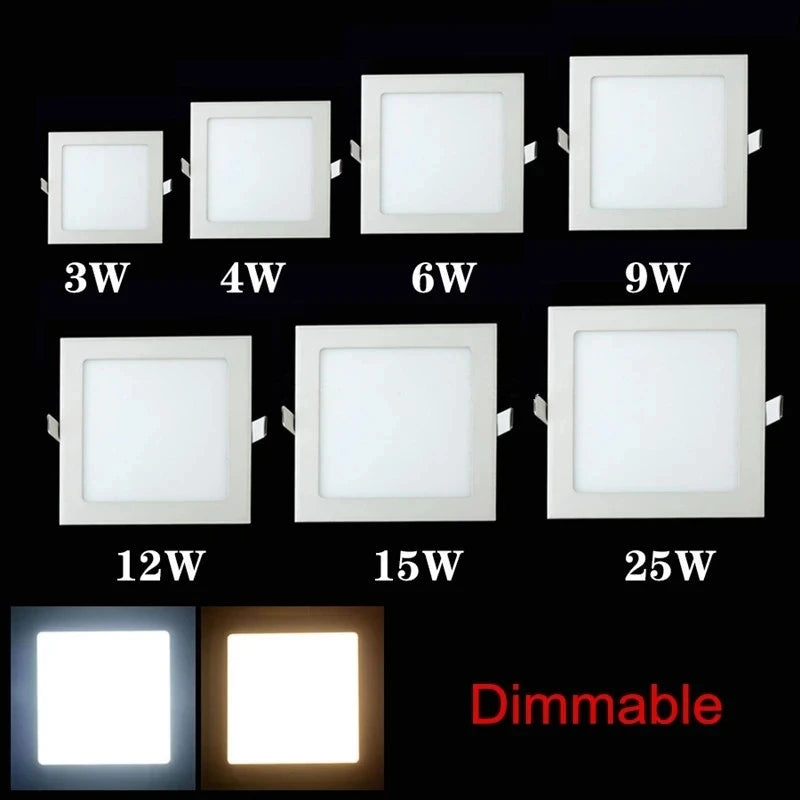 Square LED Recessed Panel, Dimming Options