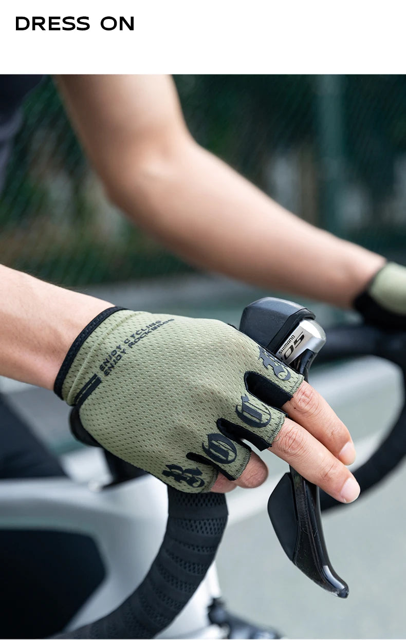 Guanti da ciclismo ROCKBROS, guanti da bici antishock a mezza dita, traspiranti, guanti corti estivi ad alta elasticità