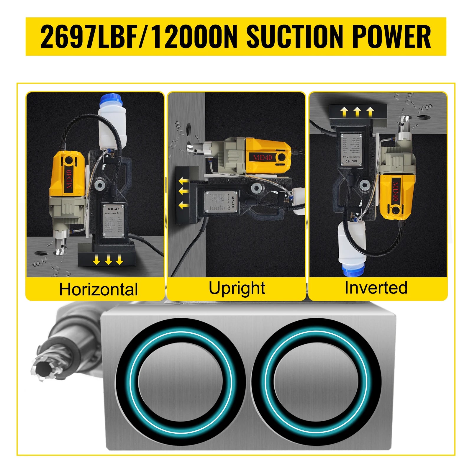 Magnetická vrtačka 1100W s podstavcem 12000N a kapacitou 40 mm