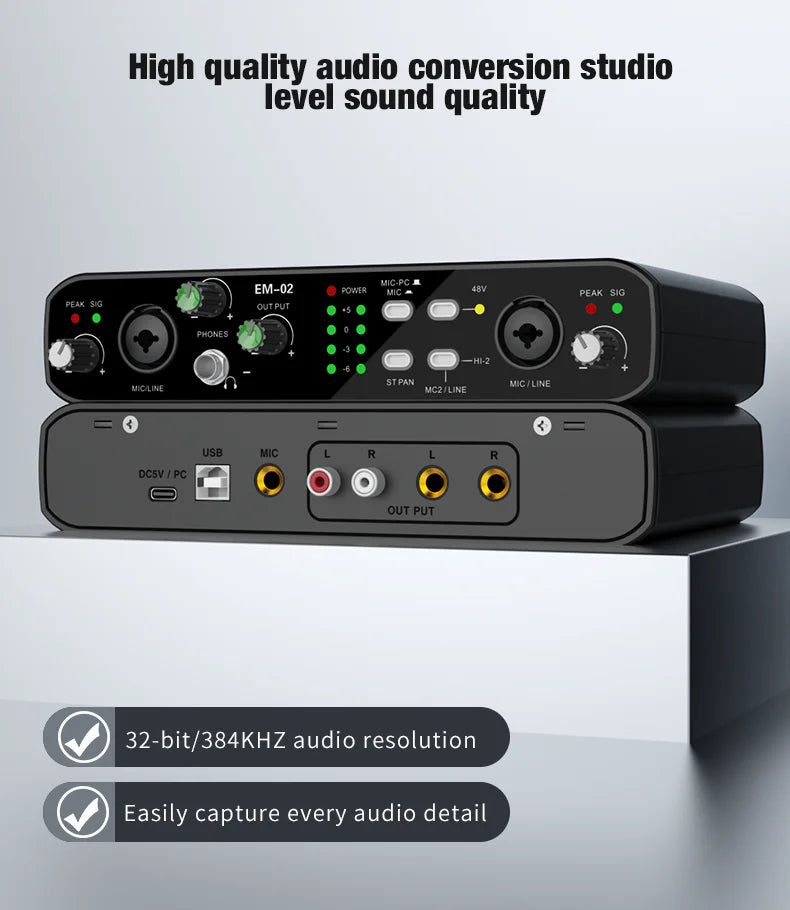 EM-02 USB Audio Interface met Microfoonvoorversterker