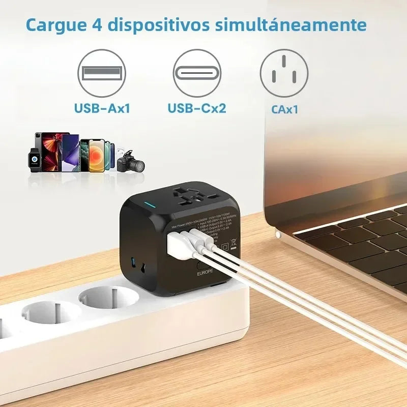 176N Travel Plug Adapter with USB-A and USB-C