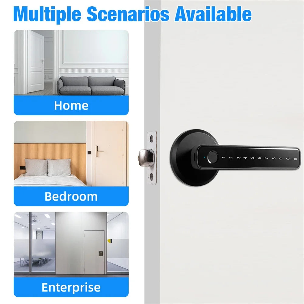 Tuya Smart Fingerprint Door Lock with App and Key Unlock