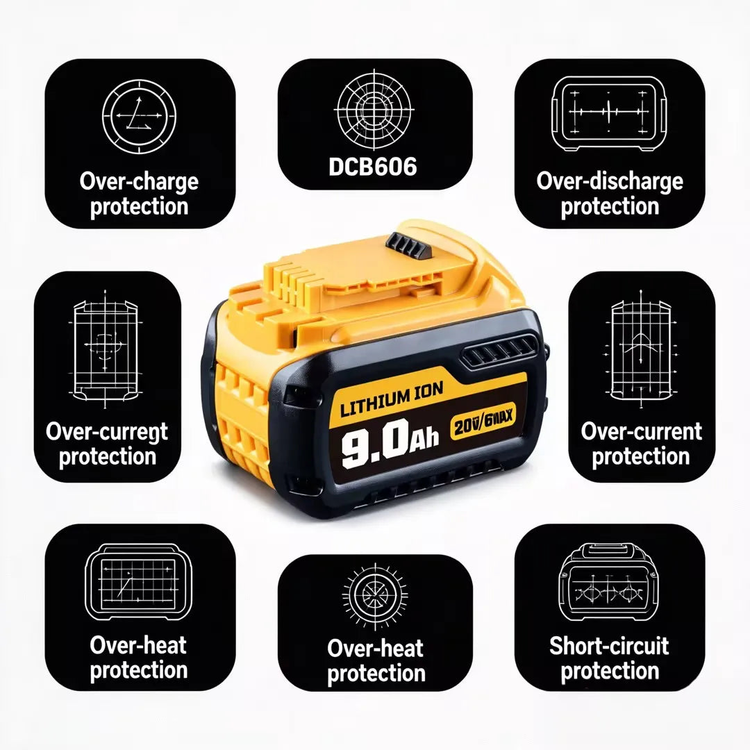 9/12/15Ah DCB609 20v 60v Max Lithium-ion Battery 21700 Replace for Dewalt DCB606 DCB200 DCB182 Power Tool Battery Pin