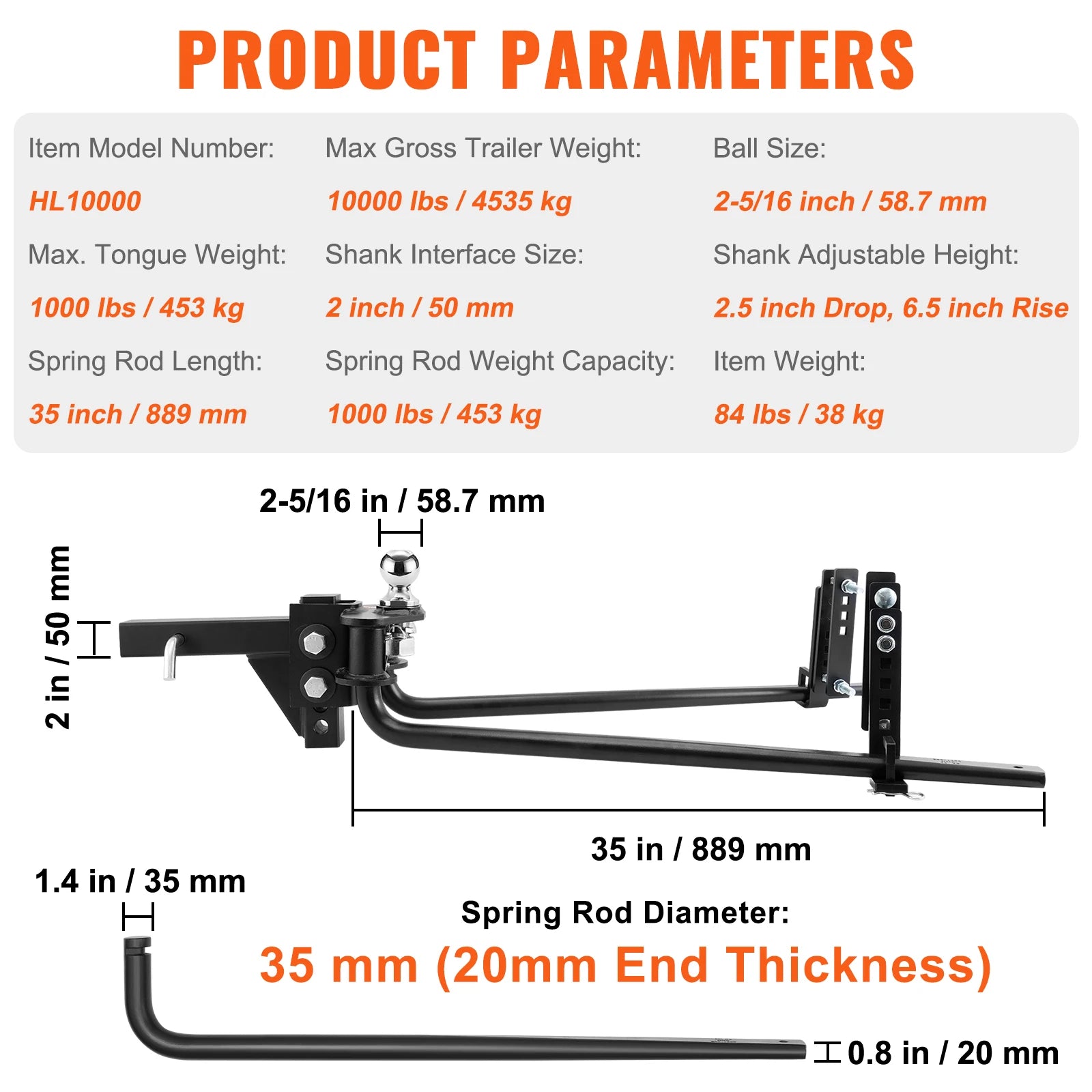 Weight Distribution Hitch with Sway Control 1000 lb Capacity Kit