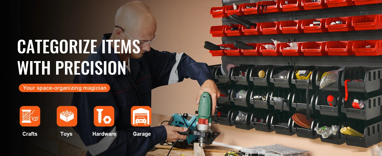 Sada nástěnných úložných boxů s 48 organizéry