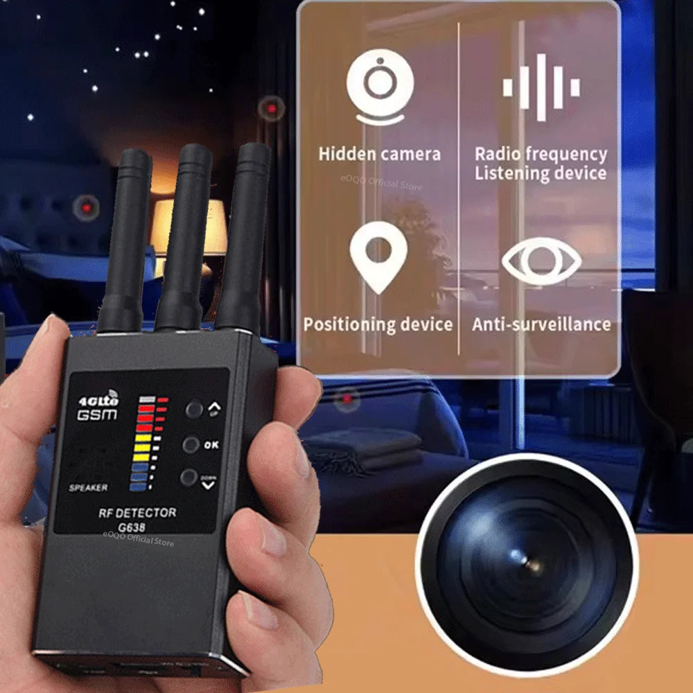 Portable G638 Professional Anti Spy Wireless RF Signal Detector, Hidden Camera Scanner, GPS Tracker, GSM Bug Finders