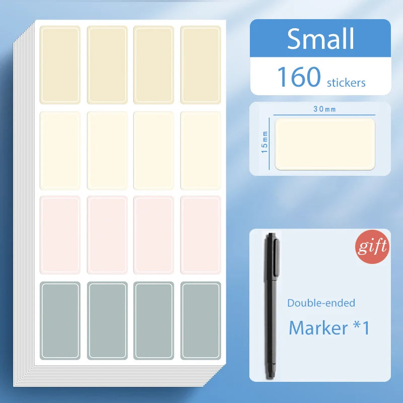 Waterproof Colorful Self Adhesive Assorted Stickers Removable Label Stickers Name Tag Bottle File Document School Supplies