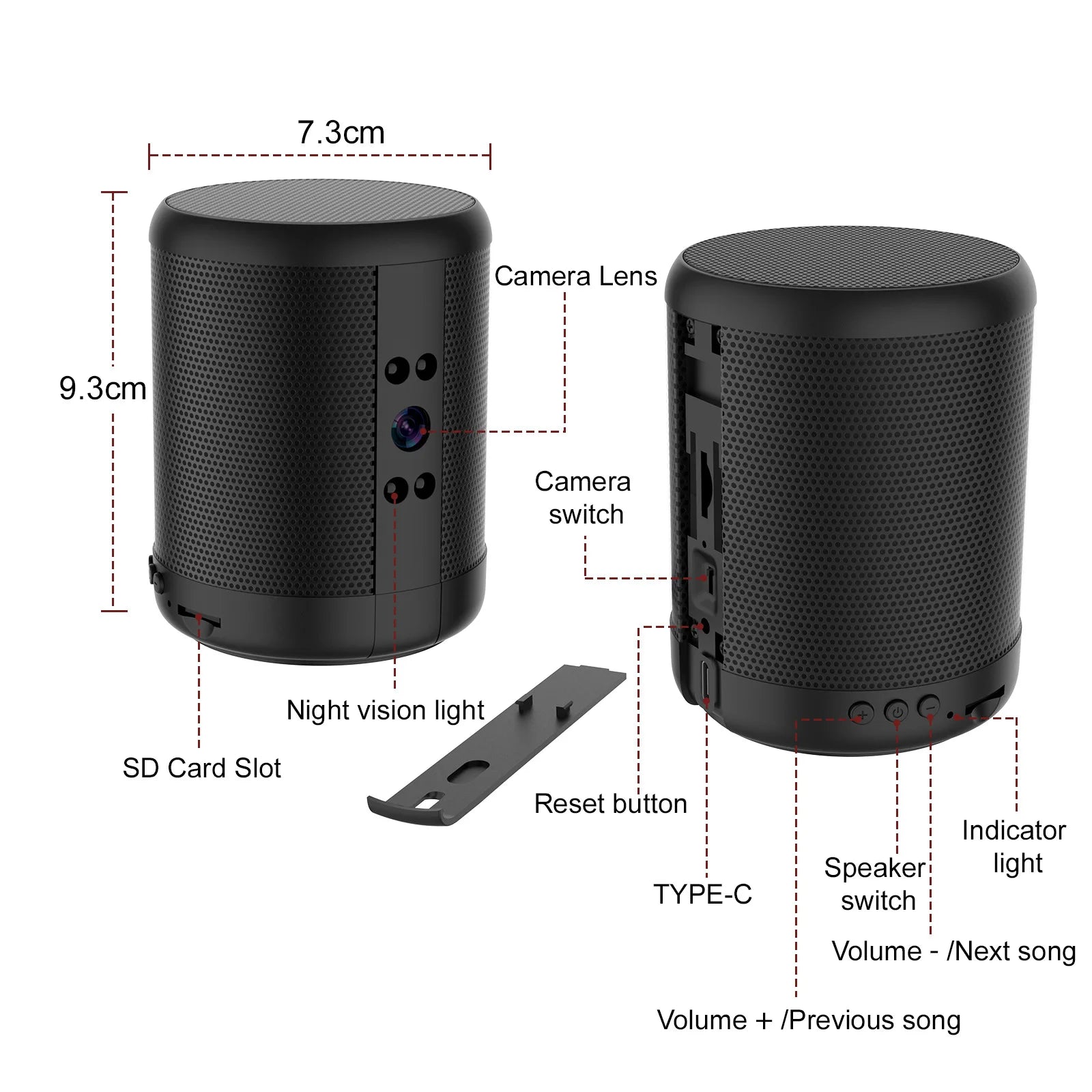 1080P HD Mini WiFi Camera Bluetooth Speaker with Night Vision