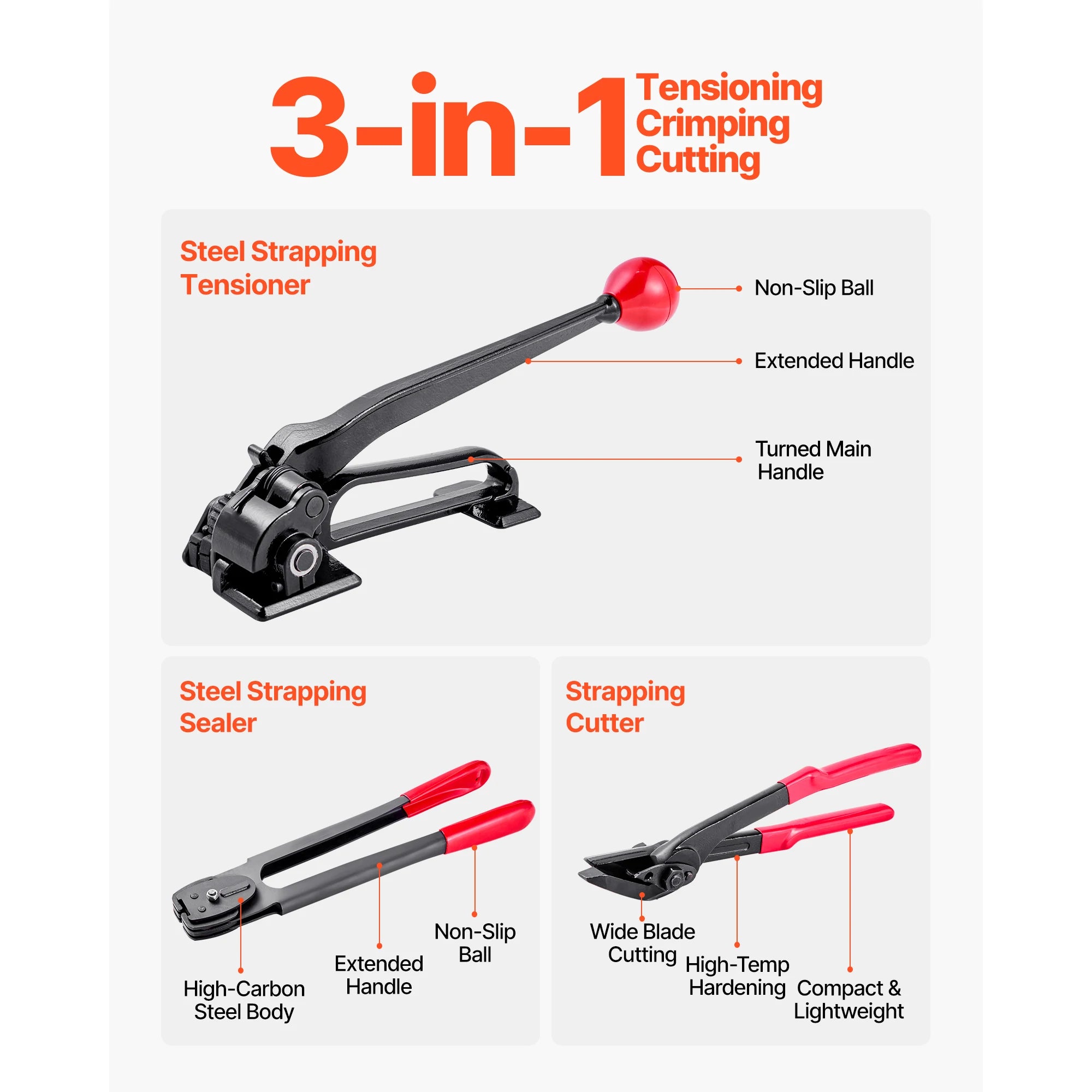 Heavy-Duty Steel Banding Strapping Kit with 600ft Strap & Seals