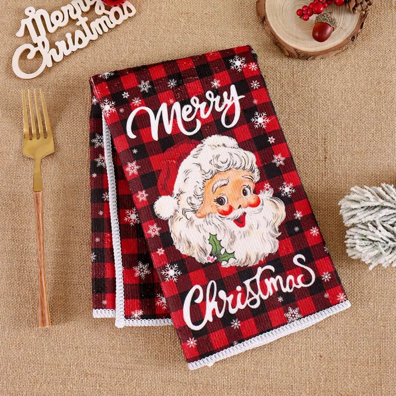 2pcs Christmas Kitchen Towels Merry Christmas Party Decoration 2025 Xmas Santa Claus Dish Towel Navidad Natal New Year Gift 2026