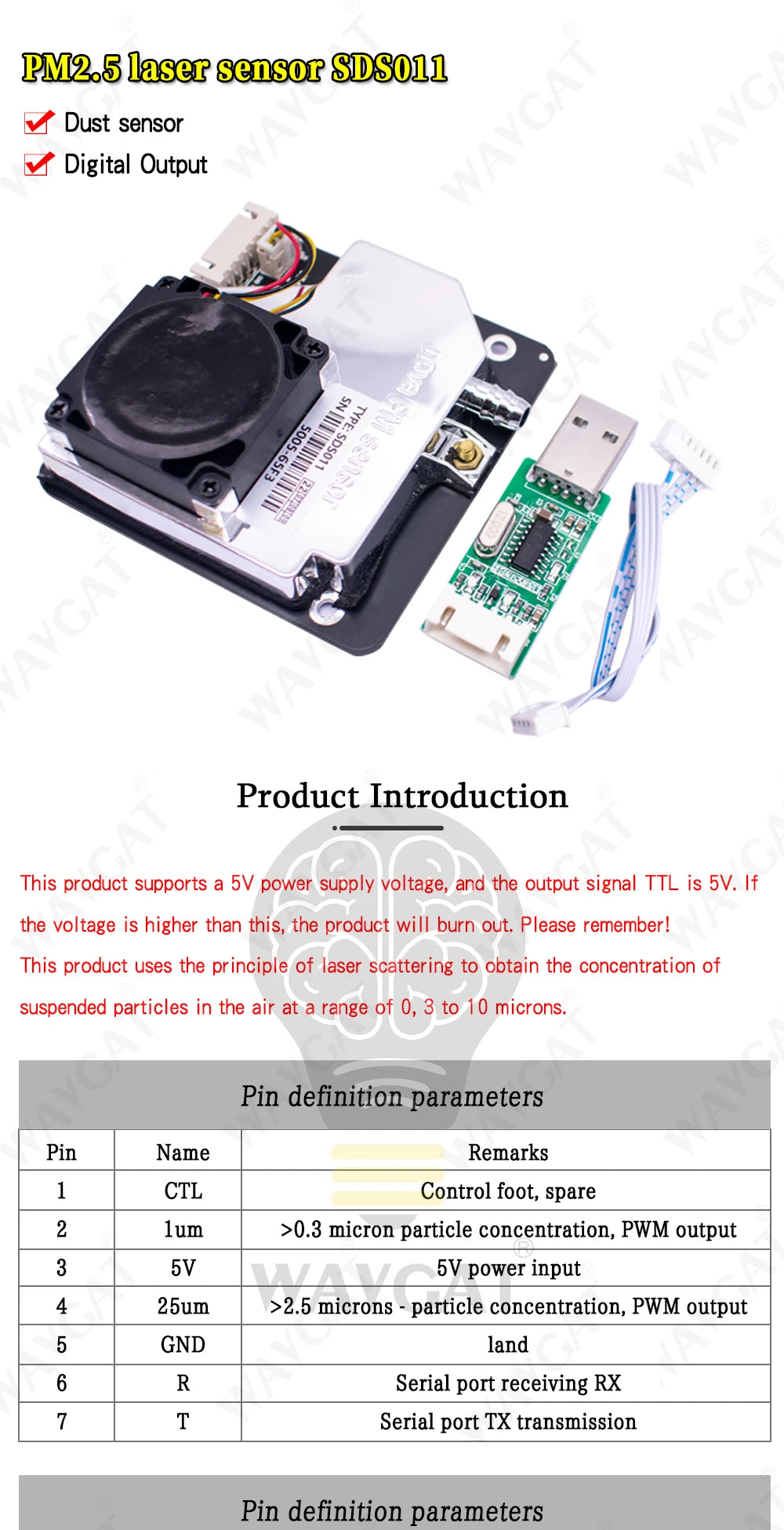 SDS011 PM2.5 Senzor prachu modul