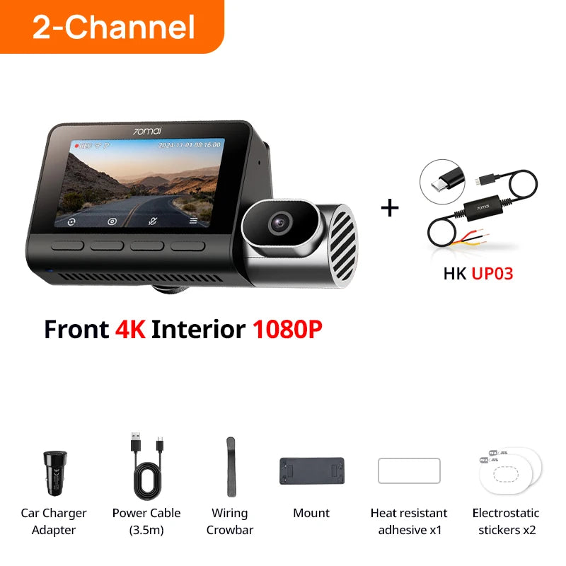 70mai T800 3-Channel 4K Dash Cam with HDR, GPS, 4G & WiFi 6