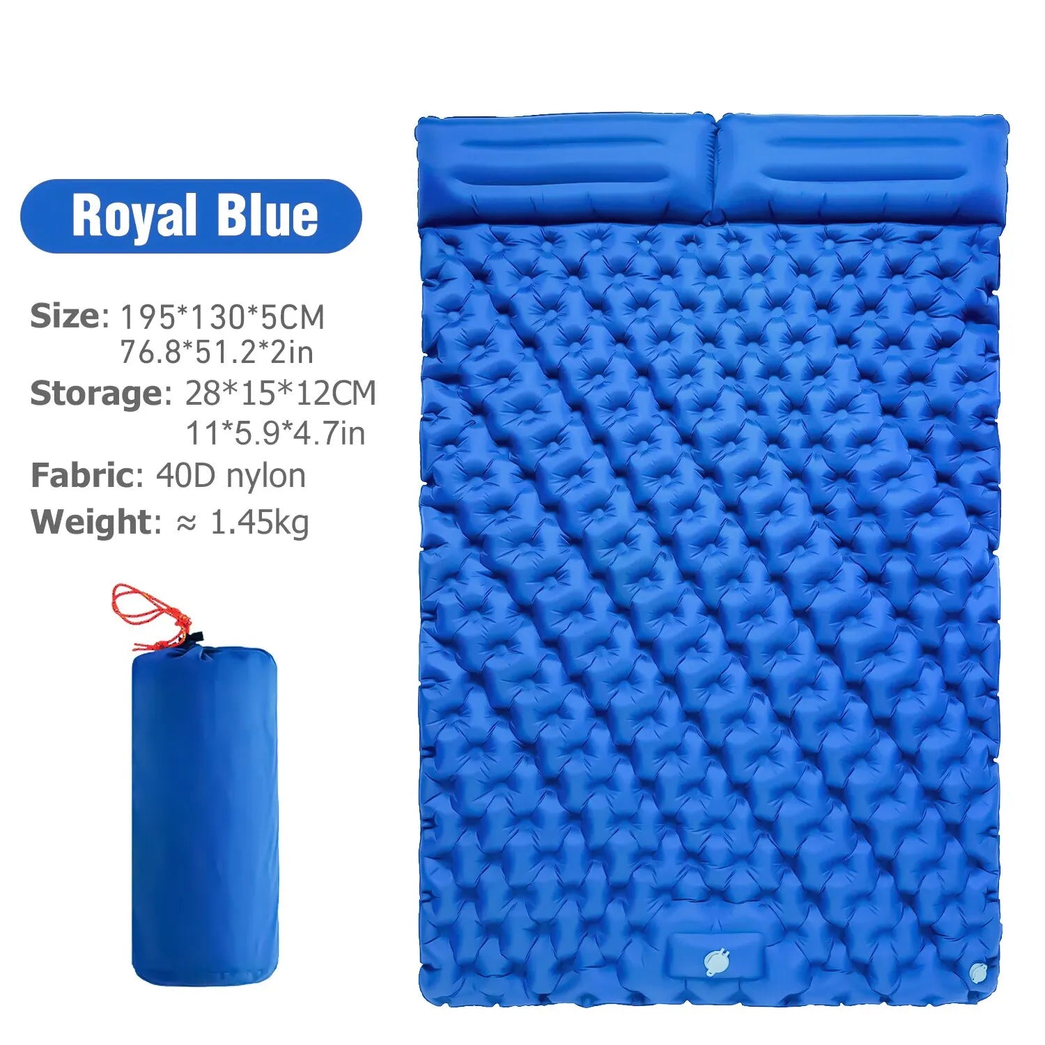 Double Inflatable Sleeping Pad with Built-In Pump for 2 People
