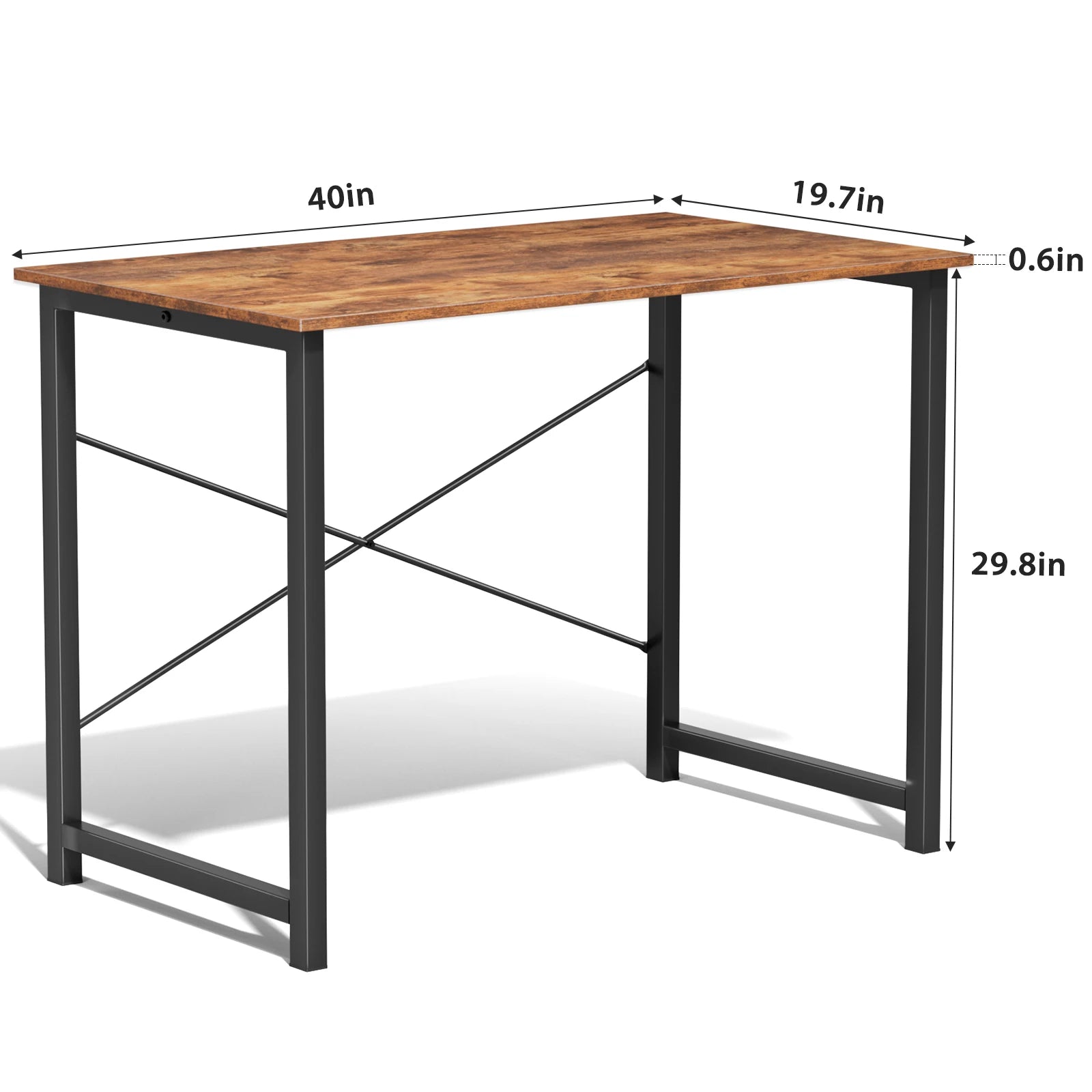 Modern Compact Computer Desk with Metal Frame & Wood Top