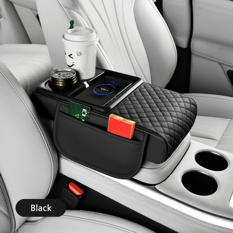 SEAMETAL 15W Wireless Charging Arm Rest Cushion for Car 7.5cm Thicken Center Console Extension Cushion Universal Elbow Support