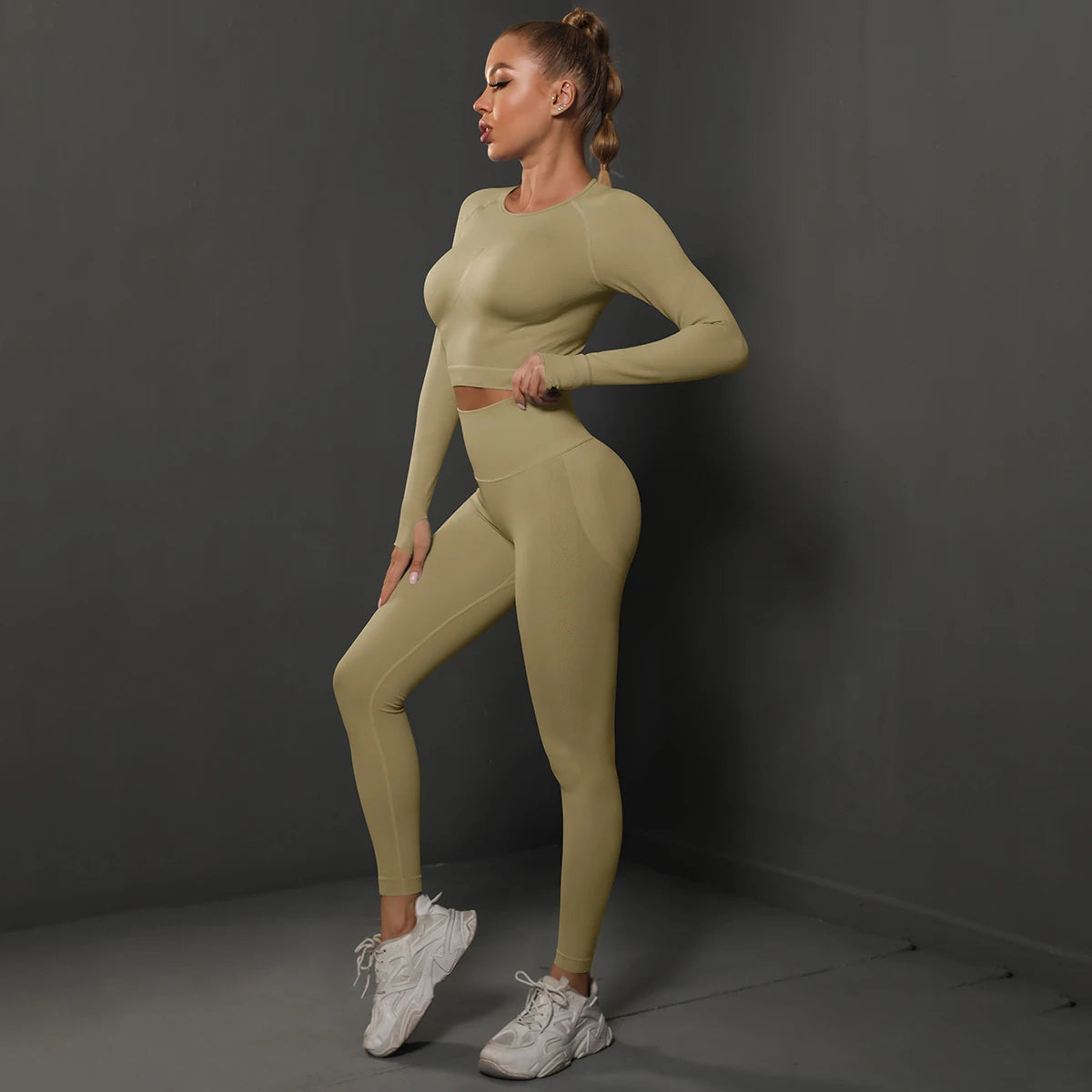 Ženski dugi rukav yoga top i set hlača