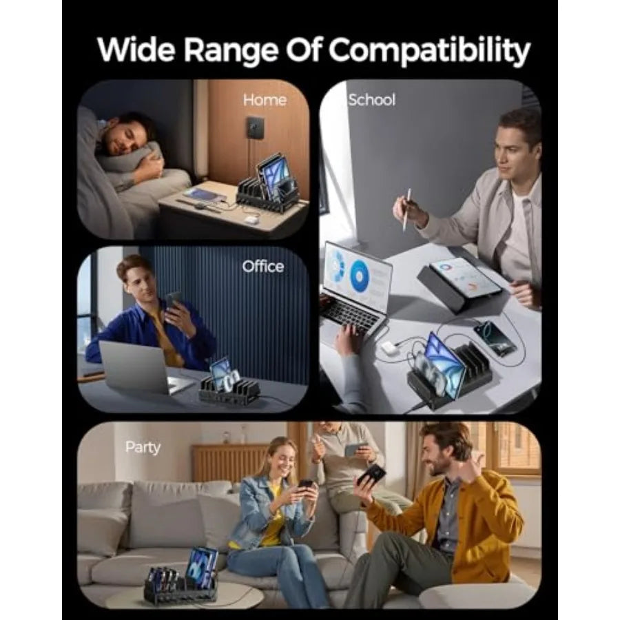 10 Port USB Charging Station with Dual 100W Type-C and Organizer
