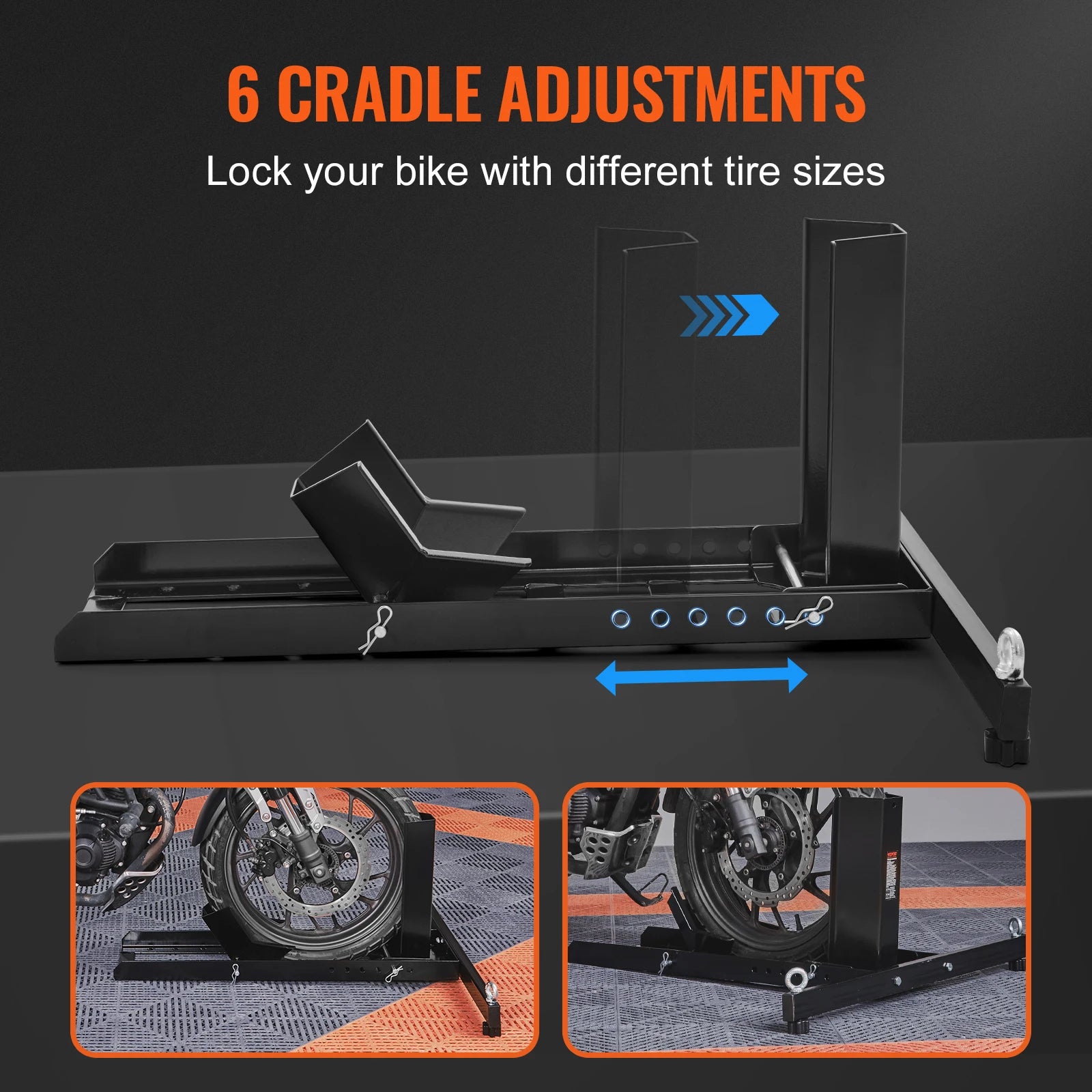 Motorcycle Wheel Chock Upright 1800 lb Adjustable Steel Stand