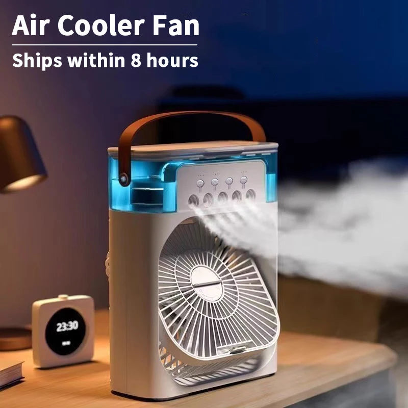 3-in-1 Mini Air Cooler Fan with Humidifier and Night Light