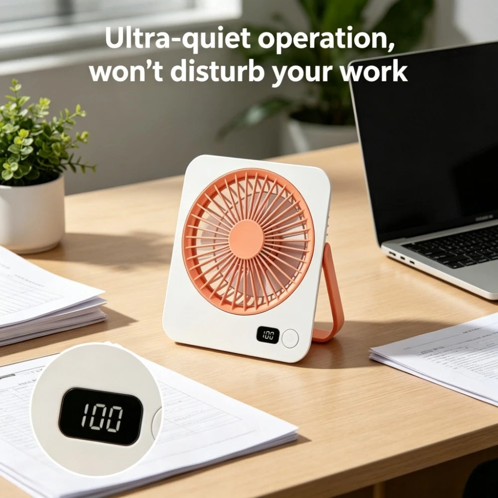 Rechargeable USB Mini Desktop Fan with 5-Speed Cooling