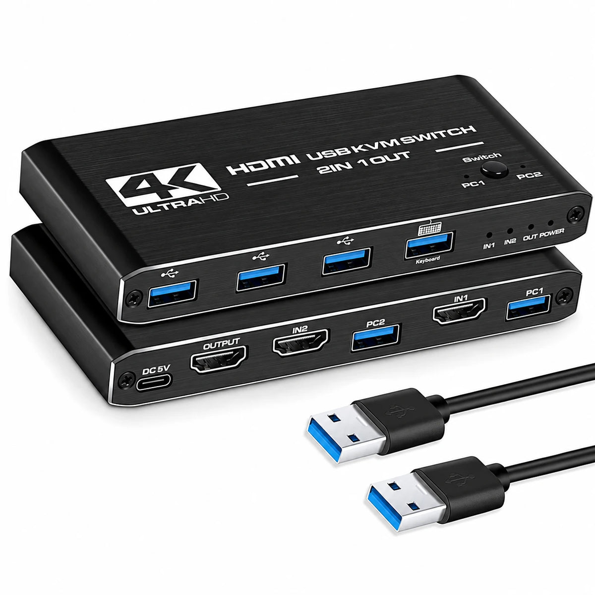 HDMI USB 3.0 KVM-switch til to computere