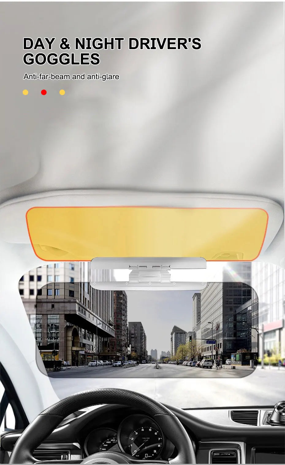 SEAMETAL Windshield Polarized Sunshade 2 in 1 Sun Visor Anti Glare Sun Shade HD Night Vision Goggles UV Blocking Sunglasses