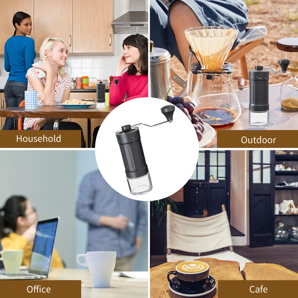 Moinho de café manual com mós de cerâmica ajustáveis