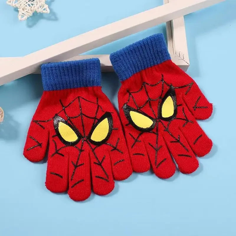 Diseny Spiderman Winter Children's Warm Gloves Marvel Anime Cartoon Knitted Gloves Cute Decoration Kids Christmas Gifts 5-10Y