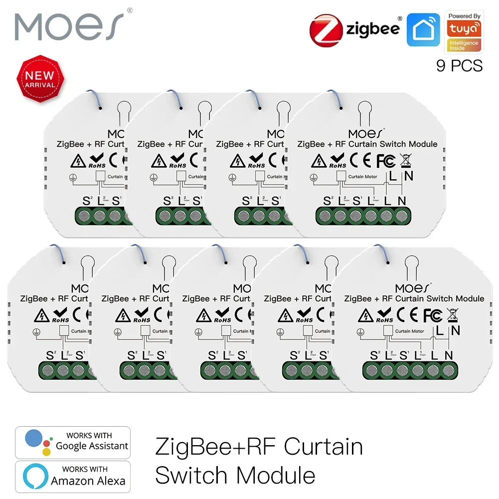 MOES ZigBee 3.0 Smart Curtain Switch Module Motorized Roller Shutter Blinds Motor Tuya Smart Life Alexa Echo Google Home