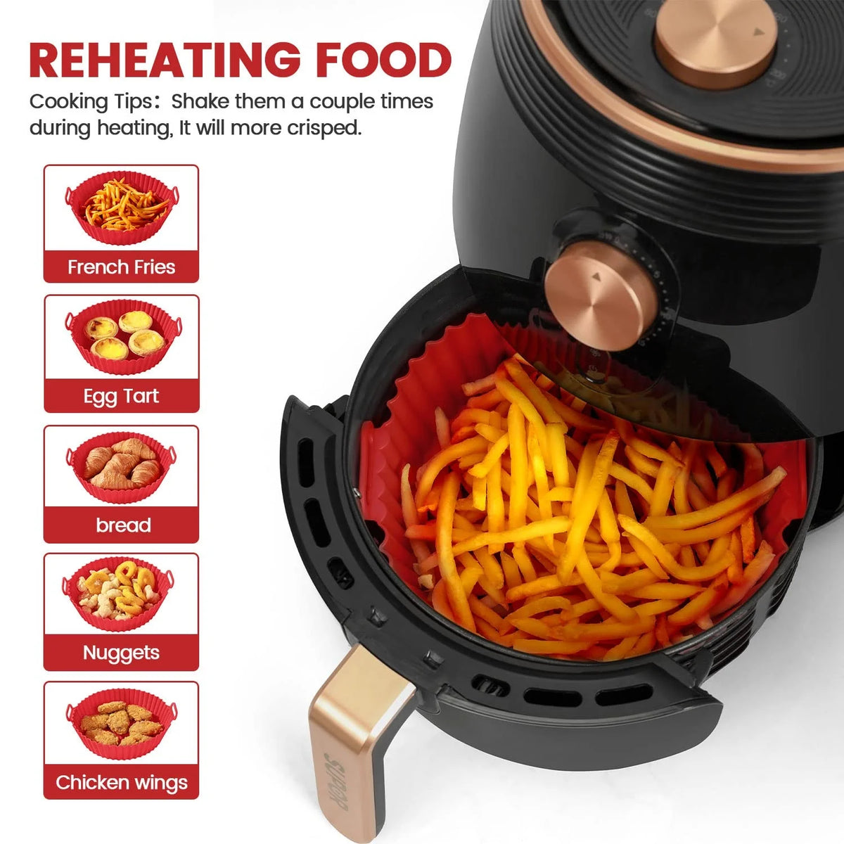 Silicone Air-Fryer Mats, 6-Piece Colour Options