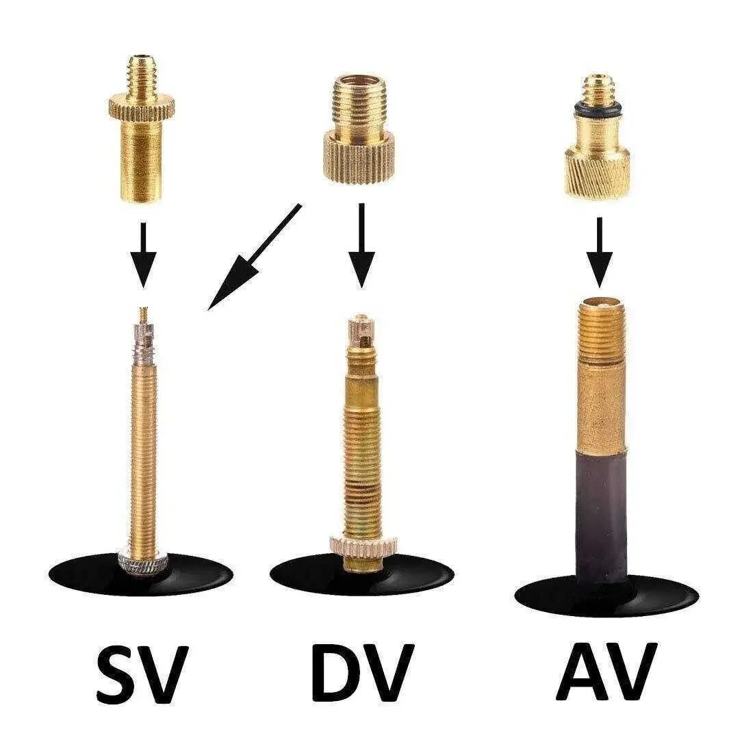 Bicycle Valve Adapter Set, Three Pieces