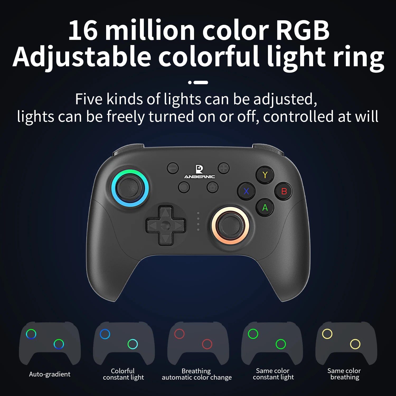 Wireless Gaming Controller with Hall Effect Triggers and Joysticks